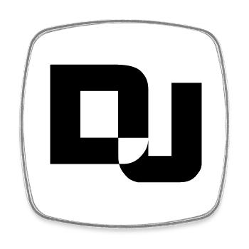 DJ Buchstaben Party Musik Fun Text Logo Schriftzug - Viereckiger Kühlschrankmagnet - Weiß - Vorne