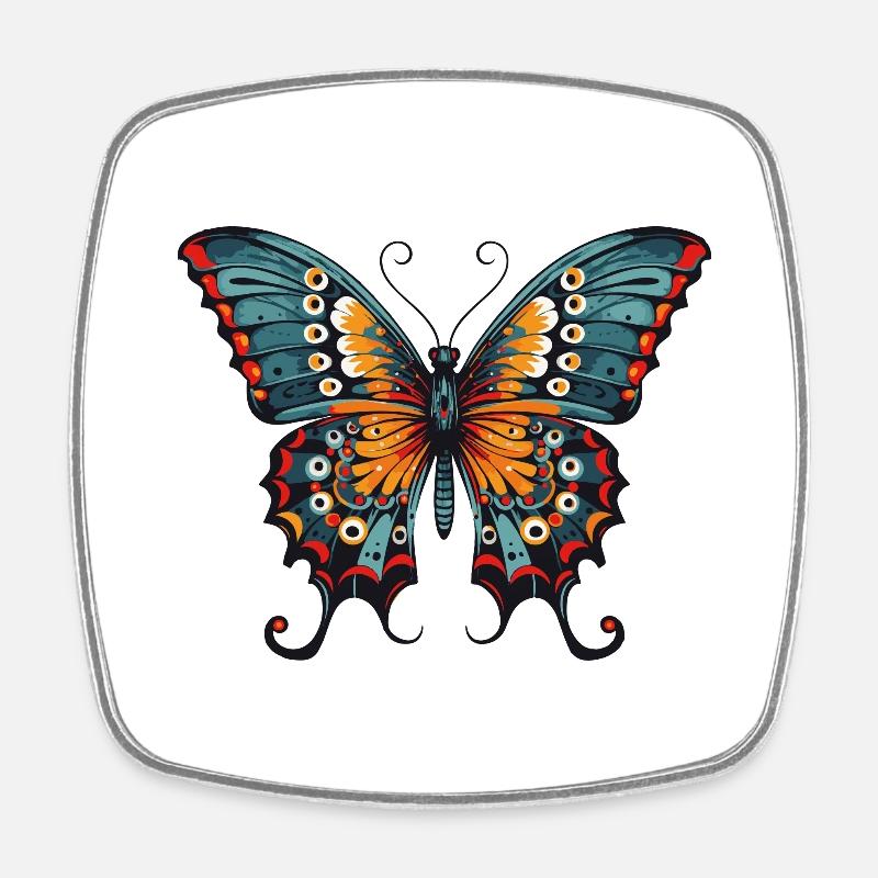 Schmetterling - Viereckiger Kühlschrankmagnet - Weiß