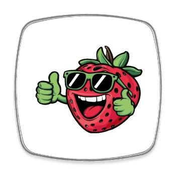 Partying Strawberry Costume for Boys and Girls - Square fridge magnet - white - Front