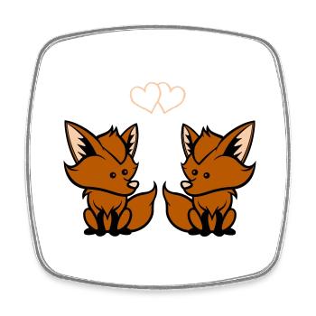 Foxes in love - Square fridge magnet - white - Front