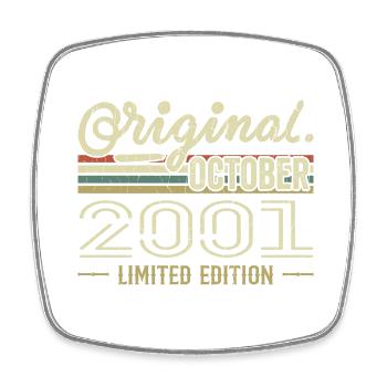 Born October 2001 Retro Birthday October 2001 - Square fridge magnet - white - Front