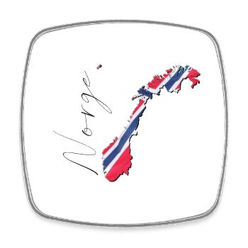 Drapeau de la Norvège sur la carte de la Norvège NE - Magnet carré - blanc - Devant