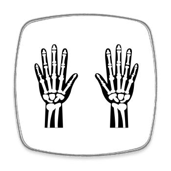 Skeleton Hands 01 - Square fridge magnet - white - Front
