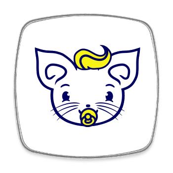 Baby Cat Cute Pacifier Kitten Child Face - Square fridge magnet - white - Front
