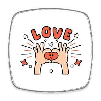 love I love sticker amour je t'aime - Square fridge magnet - white - Front