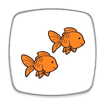 Poisson Poisson Rouge - Magnet carré - blanc - Devant