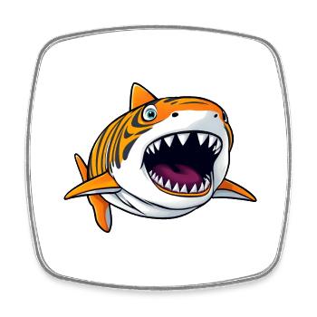 requin de dessin animé ludique - Magnet carré - blanc - Devant