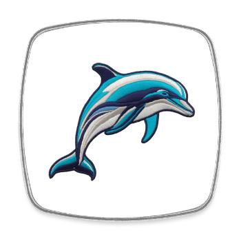 Gestickter Delfin - Viereckiger Kühlschrankmagnet - Weiß - Vorne