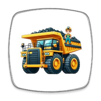 Large Dump Trucks Dump Trucks Boys Construction Vehicles - Square fridge magnet - white - Front
