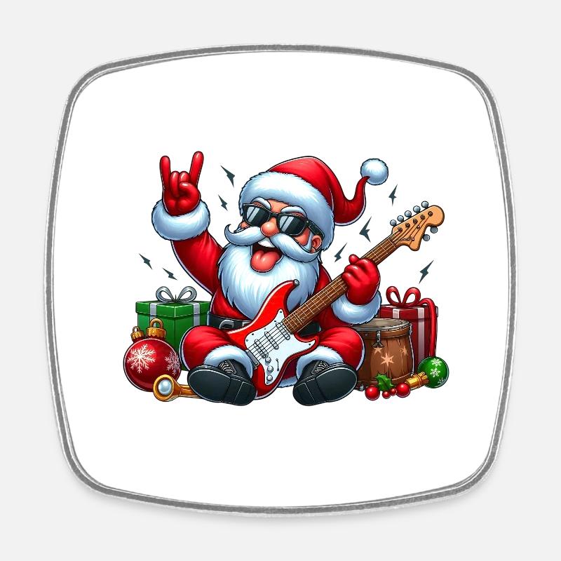 Santa Rock 4 - Square fridge magnet - white