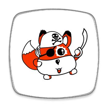 Little Cute Fox Pirate Animal Saber Eye Patch - Square fridge magnet - white - Front