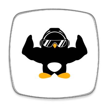 Penguin Bodybuilder Sunglasses Headphones Muscles - Square fridge magnet - white - Front