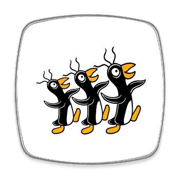 3 crazy penguins running stupid team friends crew - Square fridge magnet - white - Front