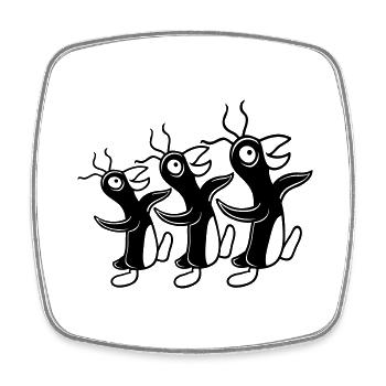 3 crazy penguins running stupid team friends crew - Square fridge magnet - white - Front