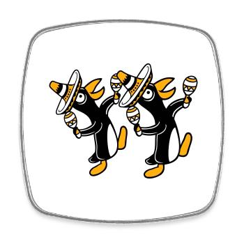 2 Penguins Rattles Party Mexico Culture Hats Team - Square fridge magnet - white - Front