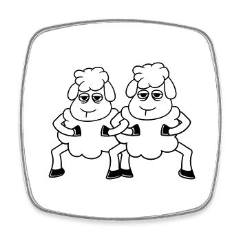 2 Sheep Looking Tired Bored Friends Team Crew - Square fridge magnet - white - Front
