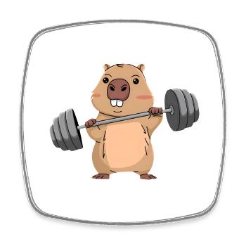 Soulevé de terre Capybara Drôle Fitness Capy Lover - Magnet carré - blanc - Devant