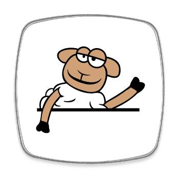 Sheep Waving Behind Wall Fence Sign Cool Smile - Square fridge magnet - white - Front