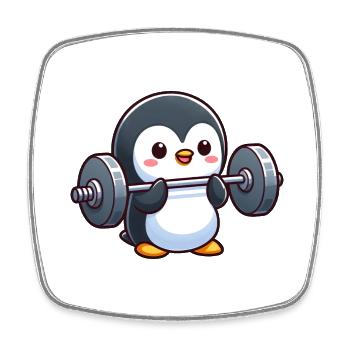 Niedlicher Pinguin Hantel Fitness Comic - Viereckiger Kühlschrankmagnet - Weiß - Vorne