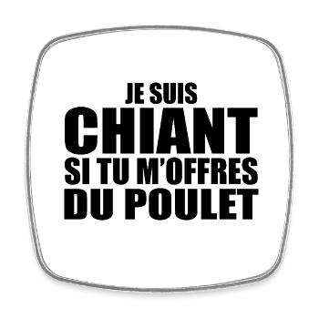 Homme qui adore : Poulet. Design Drôle Humour - Magnet carré - blanc - Devant