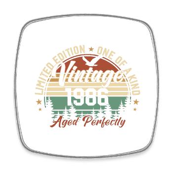 Jahrgang 1986 Retro 1986 Geburtstagsgeschenk 1986 - Viereckiger Kühlschrankmagnet - Weiß - Vorne
