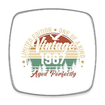 Jahrgang 1987 Retro 1987 Geburtstagsgeschenk 1987 - Viereckiger Kühlschrankmagnet - Weiß - Vorne