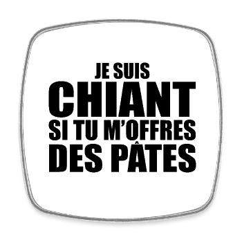 Homme qui adore : Pâtes. Design Drôle Humour - Magnet carré - blanc - Devant