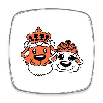 Two Dogs Crown King Queen Ruler Majesty - Square fridge magnet - white - Front