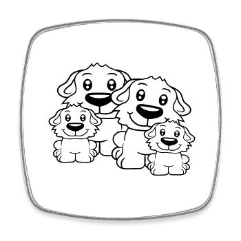 Hunde Familie Kinder Eltern Mutter Vater Papa Mama - Viereckiger Kühlschrankmagnet - Weiß - Vorne
