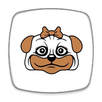 Dog Pug Girl Pretty Bow Woman Female - Square fridge magnet - white - Front