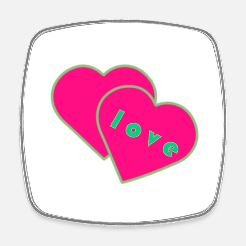 love hearts - Square fridge magnet - white