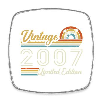 18th birthday | Vintage 2007 Gift 2007 - Square fridge magnet - white - Front