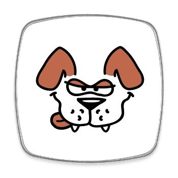 Dog Looks Nasty Funny Licks Tongue - Square fridge magnet - white - Front
