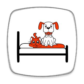 Lit pour chien Chat Deux amis Équipe Chaton 2 Équipage - Magnet carré - blanc - Devant