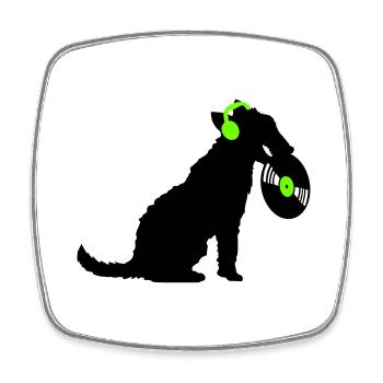 Hund DJ Musik Auflegen Club Disko Schallplatte Fun - Viereckiger Kühlschrankmagnet - Weiß - Vorne