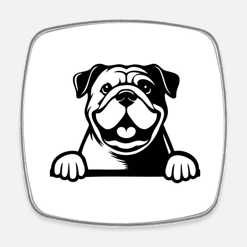 Bouledogue anglais - Magnet carré - blanc
