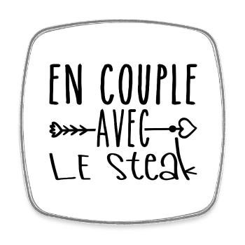 En Couple avec Steak, cadeau Fans de Steak - Magnet carré - blanc - Devant