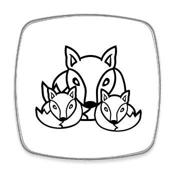 3 Renards Amis Famille Trois Enfants Équipe Mignon - Magnet carré - blanc - Devant