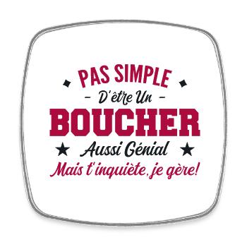 Cadeau Homme Boucher Génial - Magnet carré - blanc - Devant