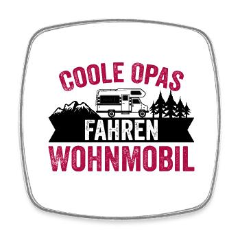 Coole Opas Fahren Wohnmobil Caravan Camper Womo - Viereckiger Kühlschrankmagnet - Weiß - Vorne