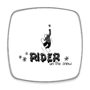snowboard on the snow - Square fridge magnet - white - Front