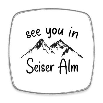 Seiser Alm Snowboarden Wandern und Ski fahren - Viereckiger Kühlschrankmagnet - Weiß - Vorne