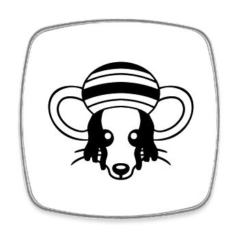 Mouse Raggae Jamaica Hat Rasta Lure Chill Hat - Square fridge magnet - white - Front