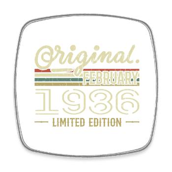 Cadeau Février 1986 - Anniversaire Février 1986 - Magnet carré - blanc - Devant