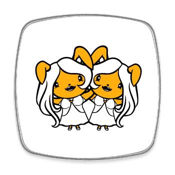 2 Bunnies Girls Pretty Girls Women Bunny Small - Square fridge magnet - white - Front
