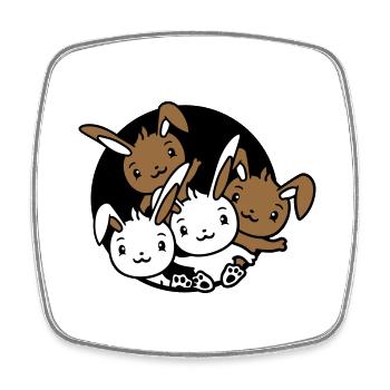 4 Bunnies Friends Team Crew Hole Four Siblings - Square fridge magnet - white - Front