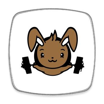 Bunny Bodybuilder Gym Muscles Fort Fitness Poids - Magnet carré - blanc - Devant