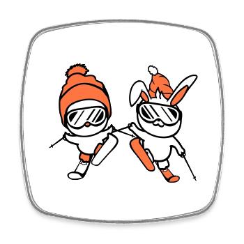 Bunny Bird Birthing Team Ski Bunny Ski Goggles Cap - Square fridge magnet - white - Front