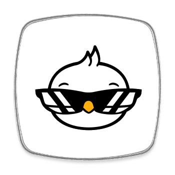 Vogel Sonnenbrille Cool schwarze Brille Coolness - Viereckiger Kühlschrankmagnet - Weiß - Vorne