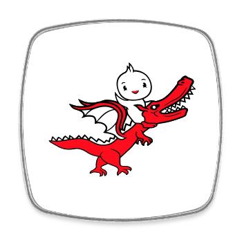 Duck Dragon Roars Sitting Riding Mythical Creature Monster - Square fridge magnet - white - Front
